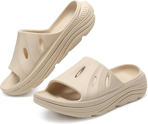 Womens Recovery Sandals Mens Comfortable Athletic Slides Thick Cushion Lightweight Plantar Fasciitis Sport Sliders of Indoor Outdoor,Arch Support