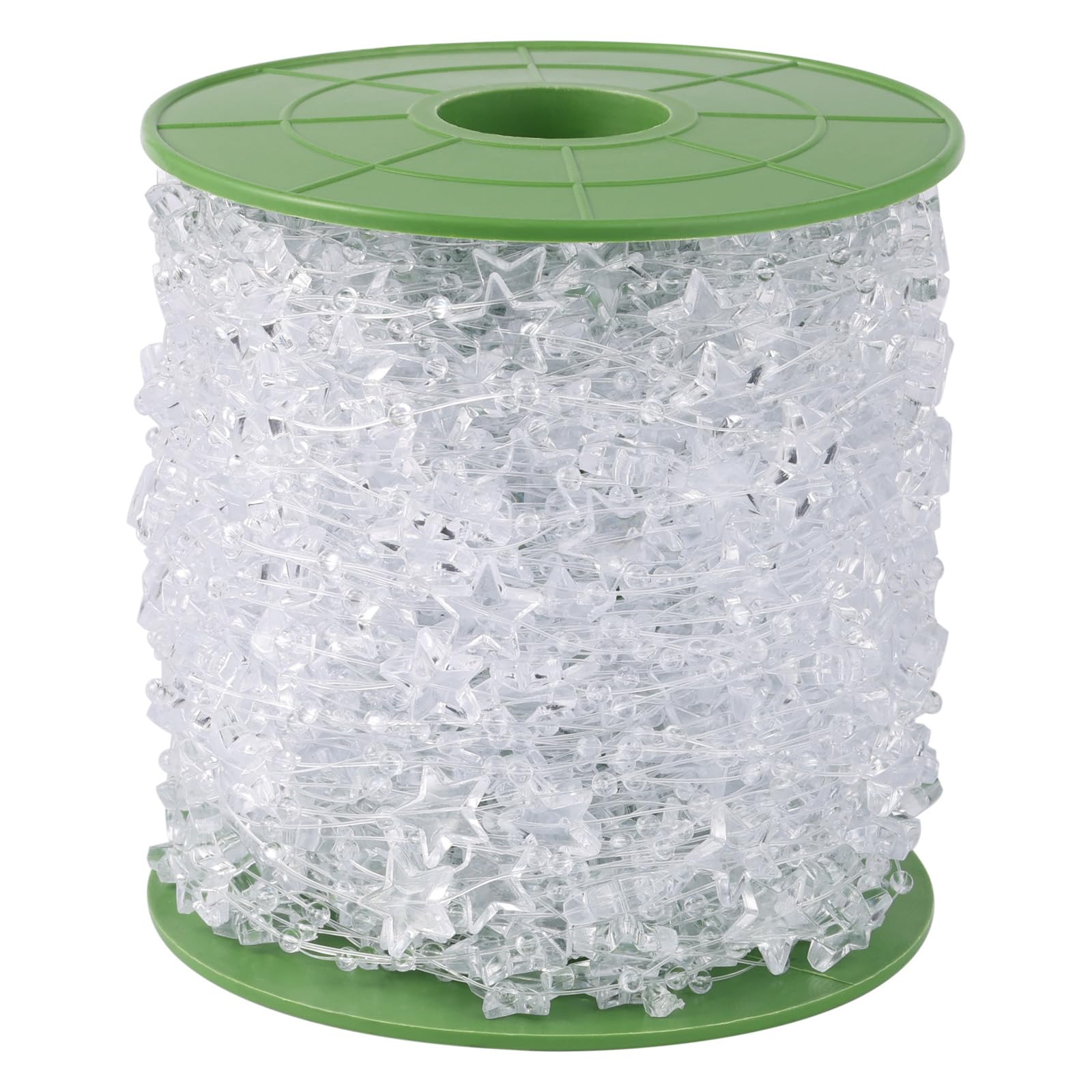 196FT 13mm Clear Pearl Star Beads String Garland Roll Bulk for DIY Craft