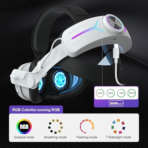 Miniatura 7 de Eyglo 3 correas de batería RGB Light compatibles con Meta Quest 3 con funda de agarres, repuesto para correa Oculus Quest 3 Elite con batería de