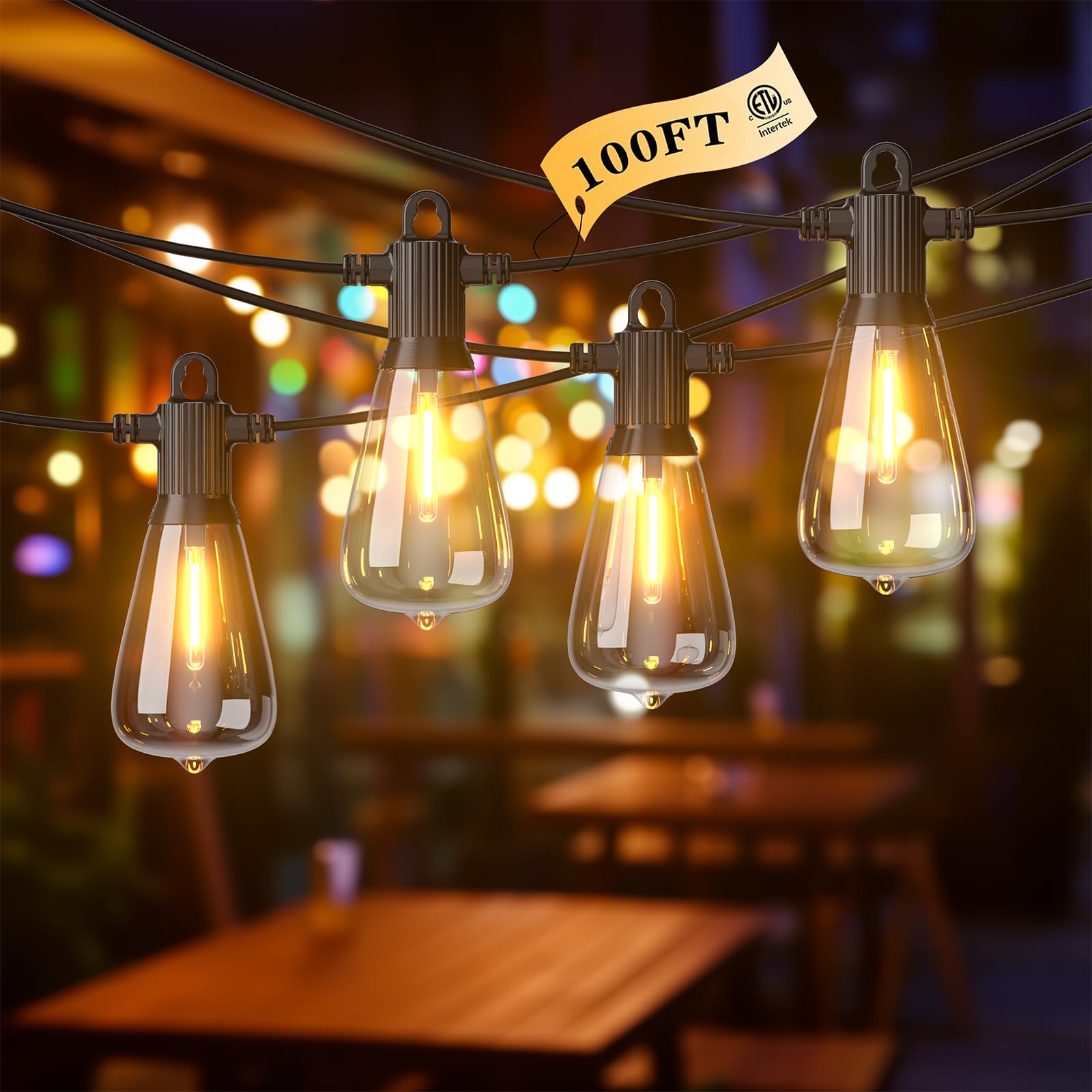 Guirnalda de Luces para Exterior 15M×2-30M FOOMAN Serie de Luces LED Vintage con ST38 50+4 Bombillas, Cadena de Luces Conectable IP65 Impermeable para Jardin Fiesta Patio Boda