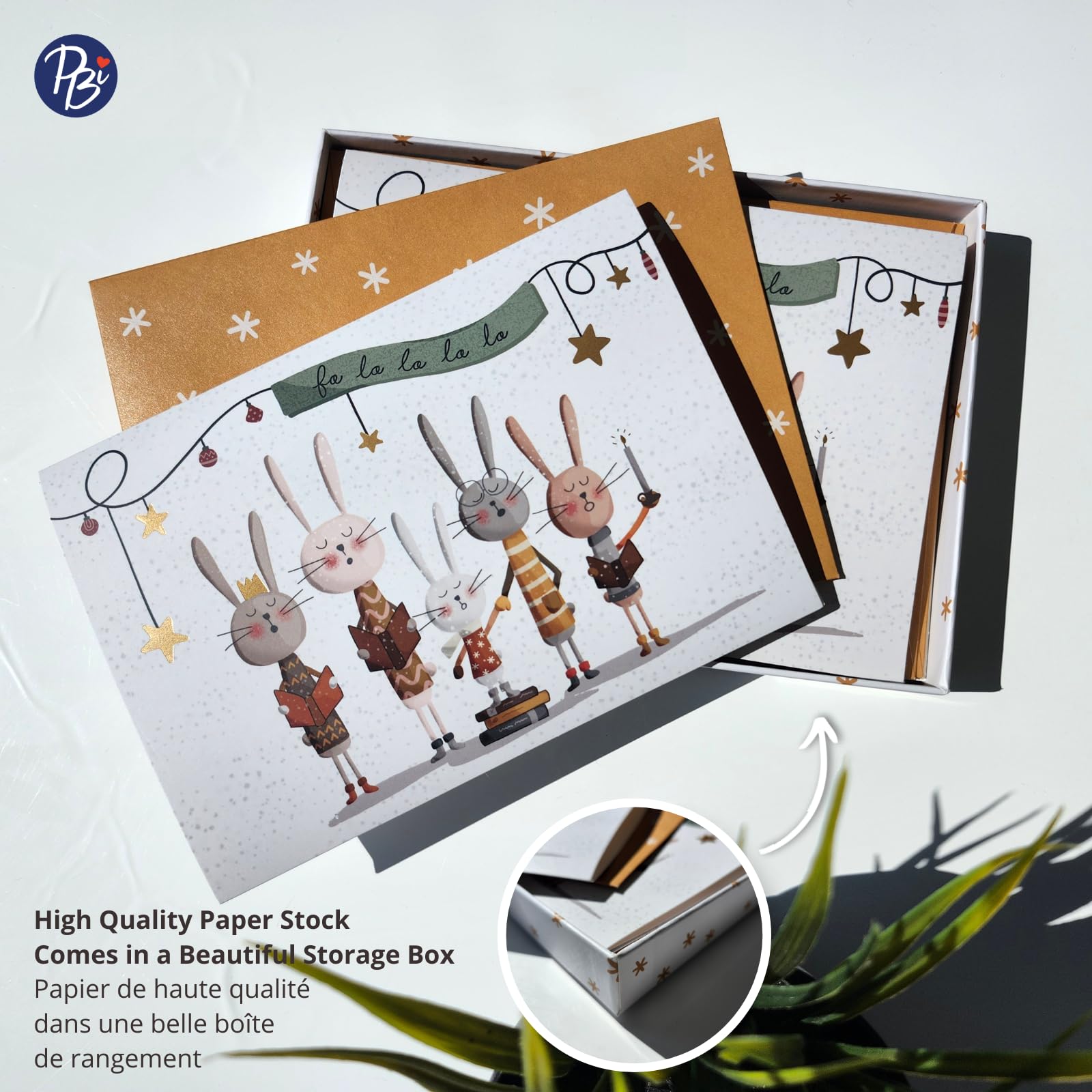 Pierre Belvedere Inc - 8 cartes de vœux et enveloppes Fa la - Taille moyenne - 17,8 x 12,7 cm - 9901027