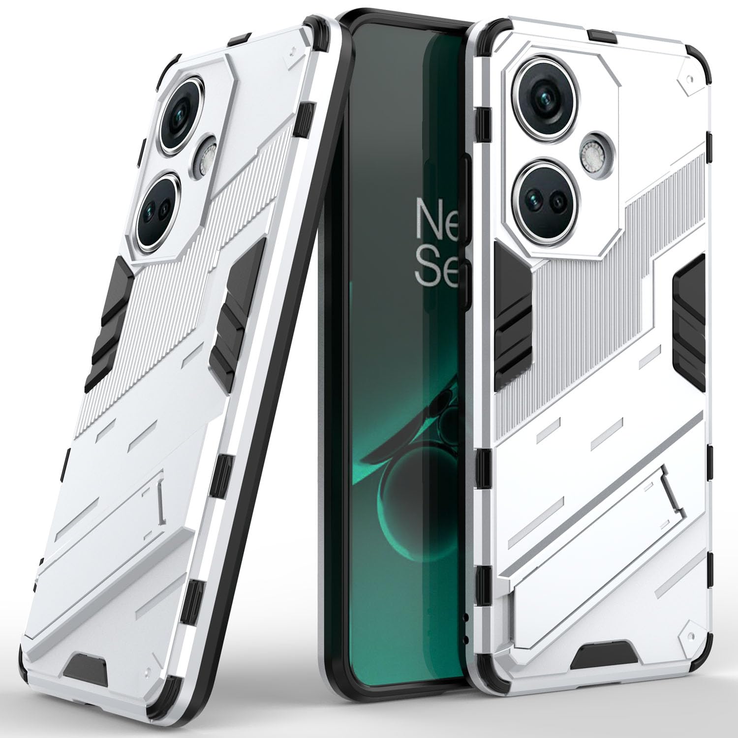 SCIMINPhone Case for Oppo K11, Two-layered Protection Hard Shell Case with Integrated Two-way Kickstand White