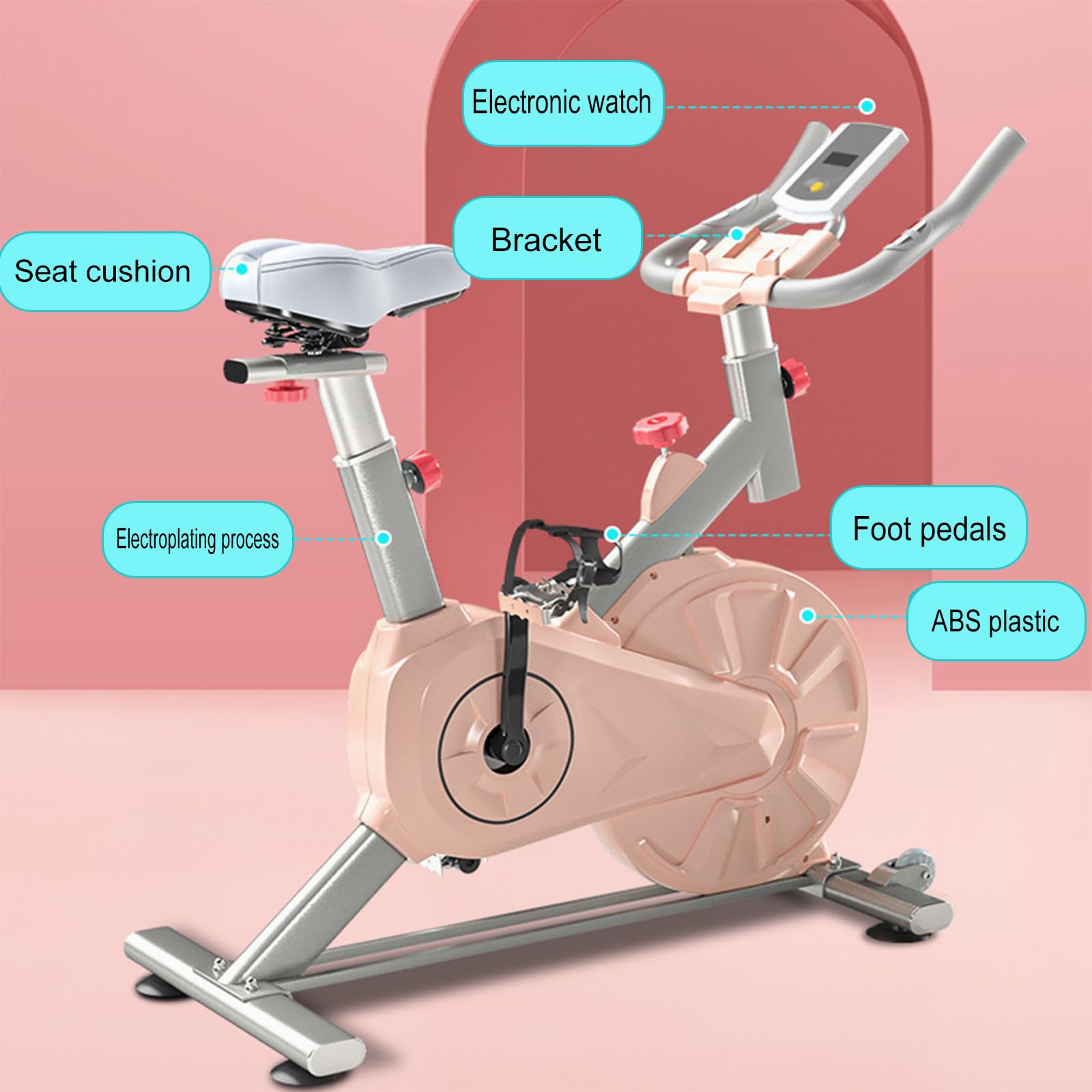 Bici da Fitness, Cyclette da Fitness Indoor, Bici da Indoor con Supporto per Tablet, Bici con Seduta Comoda, 106x60x120cm (Rosa 106x60x120cm)