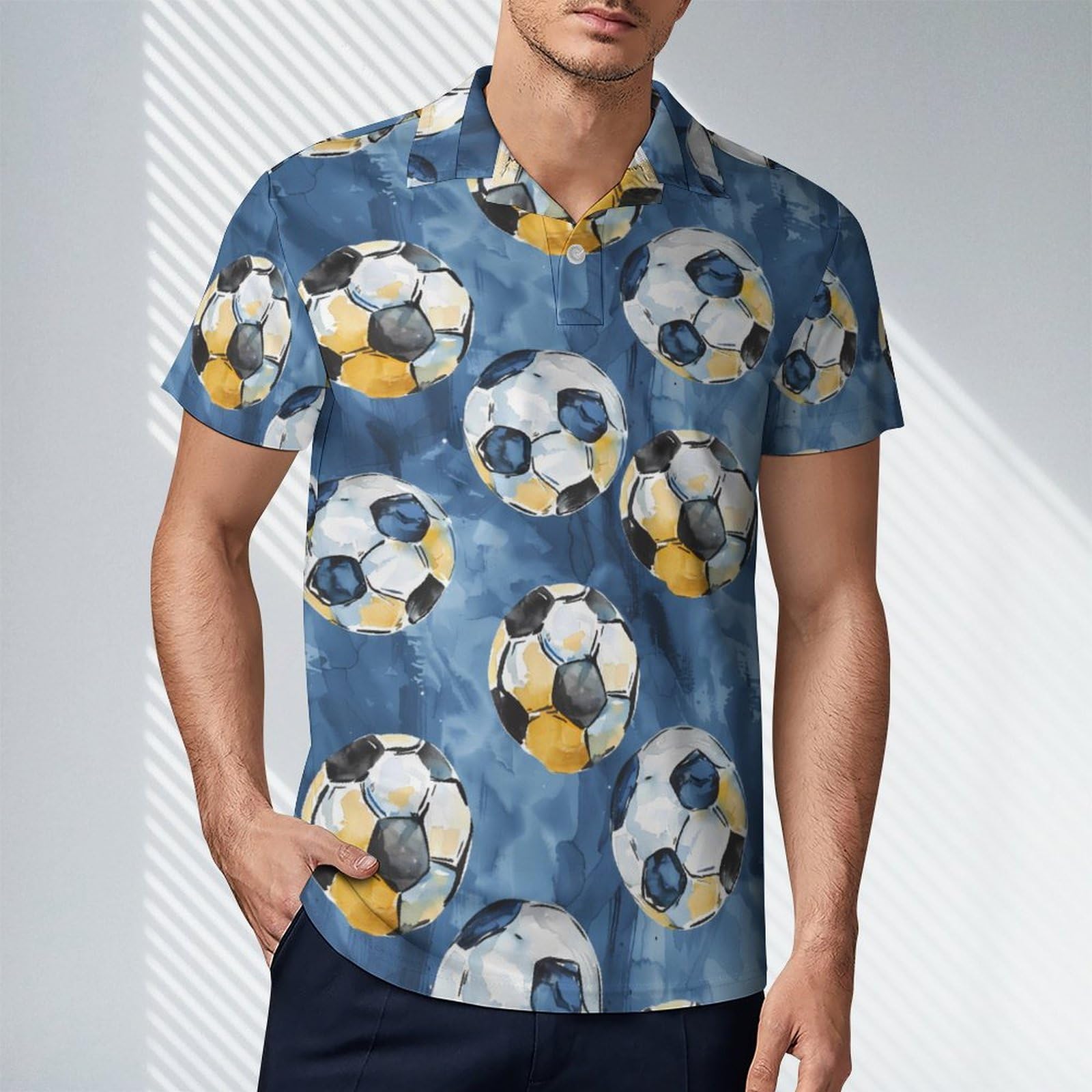 Soccer Watercolor Novelty Men's Short Sleeve Shirts Funny Golf Tennis Work T-Shirt Sport Tee 4XL