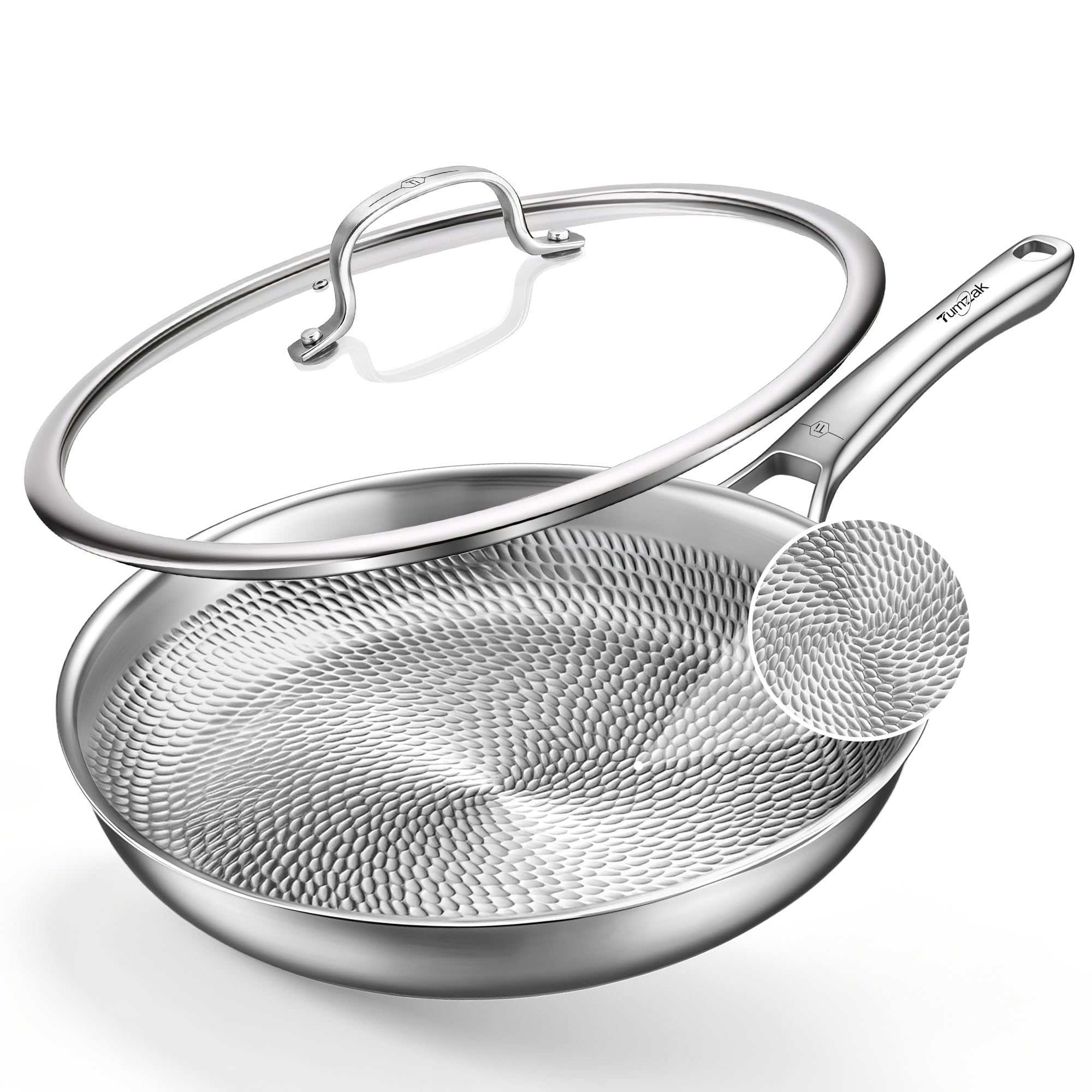 Tumzak Titanium Pans for Cooking, 10-Inch Titanium Pan with Lid, Non-Stick Frying Pans, P…