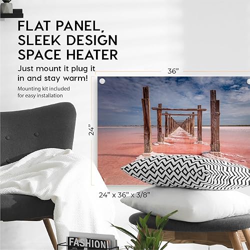 Miniatura 3 de EconoHome Panel de calentador de espacio de montaje en pared, con termostato, calentador de convección de 600 vatios, ideal para habitaciones de 200