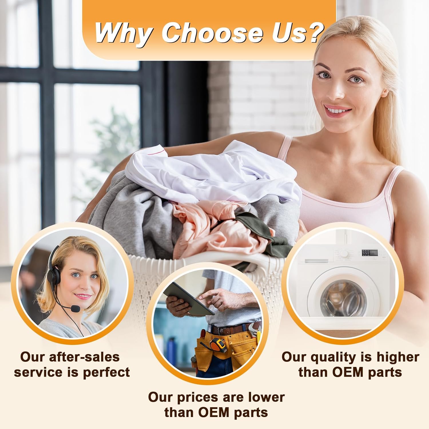 2025 Upgraded 383EER3001S 383EER3001V Washing Machine Shock Absorber for LG Kenmore/Sears Washers, Replaces AP4998813 PS3522315 PS3522317-3-Pack - 1 Year Warranty