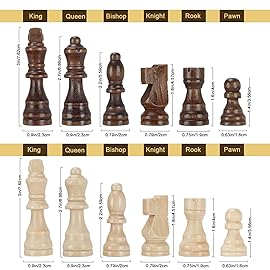Magnetic Wooden Chess Set for Adults Kids 15\'\' Chess Board with Handmade Pieces, Folding Portable Travel Unique Chess Sets Game for Tournament Professional Beginner