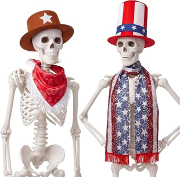 Sadnyy 9 Pcs Halloween Skeleton Costume 12 ft Skeleton Outfit hat and Scarf Accessories