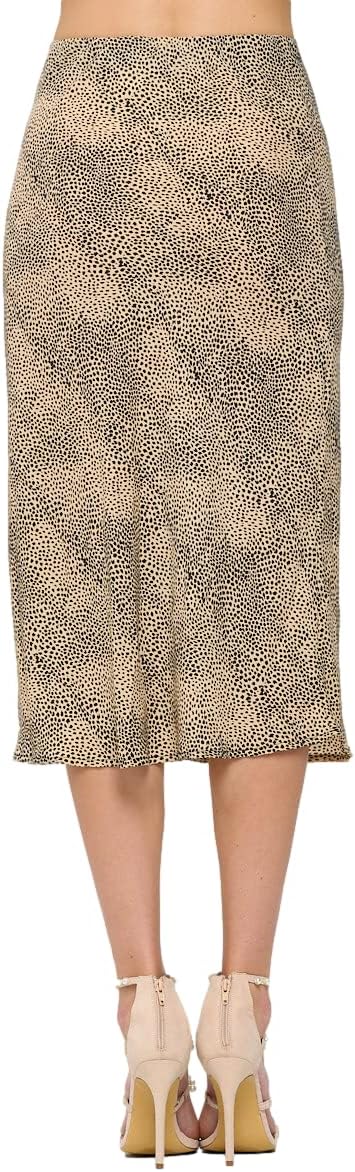 Women Solid High Waist Silky Casual Elastic Satin Midi Skirt -Made in USA (Available in Plus Size) - Image 4