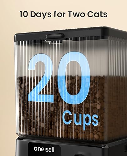 Miniatura 6 de oneisall Comedero automático para gatos con WiFi 5G, dispensador automático de comida para gatos para 2 gatos y mascotas pequeñas, dispensador