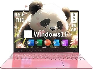 UDKED 15.6 inch Laptops Computer Intel Celeron N5095 FHD 16G RAM SSD Large Screen Bluetooth 5.0 Fingerprint laptop Windows 11 Ultrabook Wi-Fi 2.4GHz/5GHz, USB3.0 (256GB, Pink)