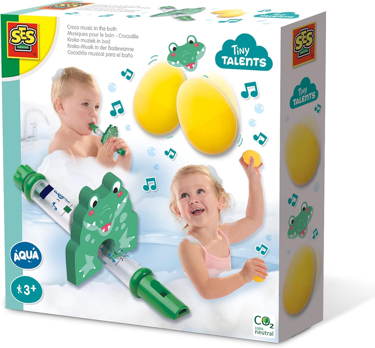SES Creative 13059 Croco Music in The Bath - Water Flute can be Filled with Water; Water Level Changes The Pitch of The Flute; Age 3+