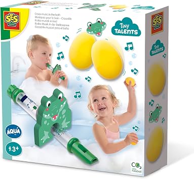 SES Creative 13059 Croco Music in The Bath - Water Flute can be Filled with Water; Water Level Changes The Pitch of The Flute; Age 3+