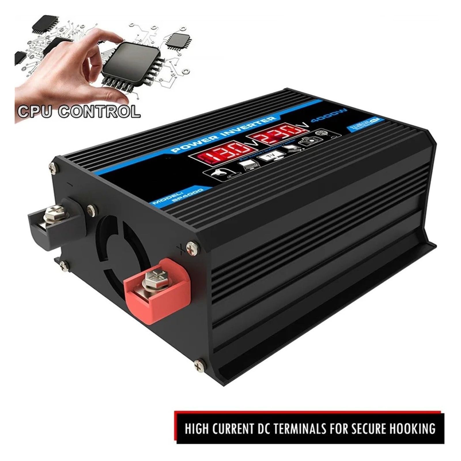 Onduleur Voiture Convertisseur 1600W-4000W 12V À 220V/110V avec Double USB Alimentation Automobile Domestique Onduleur Onde Sinusoïdale pour Convertisseur