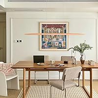 Vista 4 de Lámpara Colgante Lineal LED de Madera de 39" 24W, Lámpara LED para Comedor Regulable, Lámpara Colgante para Comedor, Cocina, Isla, Mesa de Billar