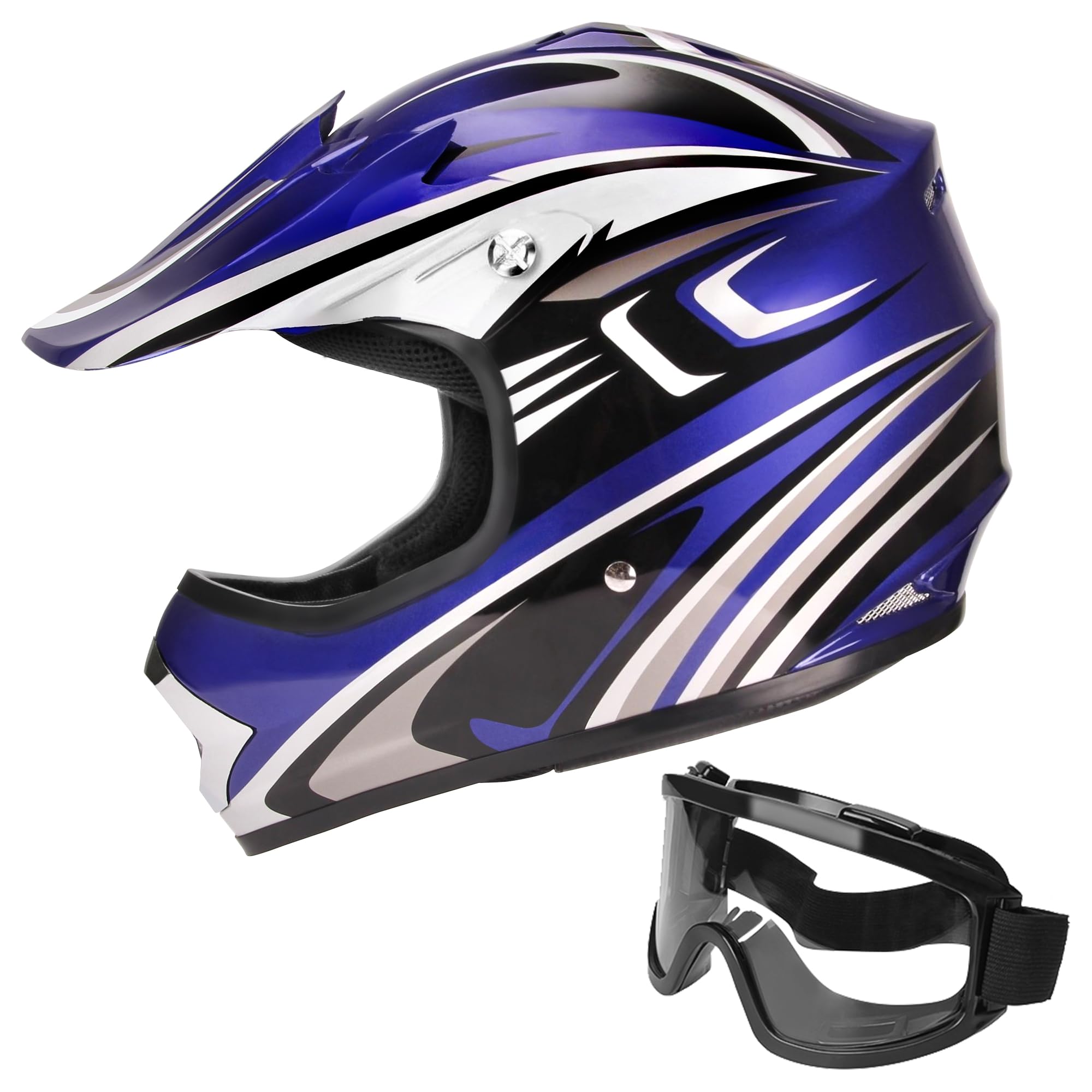 JAGASOL DOT Youth Motocross Offroad Street Dirt Bike Helmets for Kids 8-14,BMX MX ATV Helmet with Goggles DOT Approved