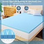 Airensky 3 Memory Mousse Matelas Topper, Gel de refroidissement infusé Haute Densité Pleine (54"x75") Topper avec Couverture Amovible Amie de la peau, Topper de lit pour soulager la douleur du dos, certifié CertiPUR-US