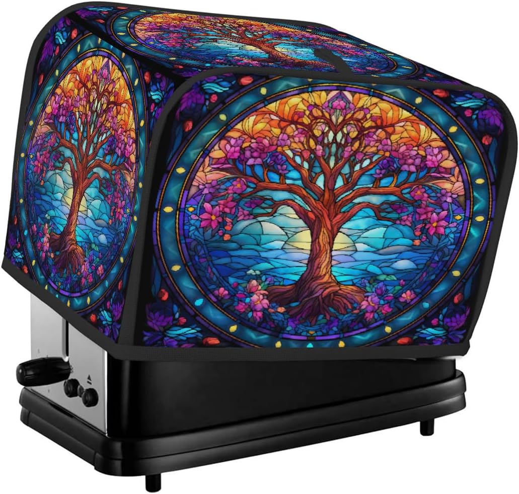 Tree Of Life Beauty Toaster Cover 4 Slice Wide Slot Washable Kitchen Appliance Covers Fingerprint Bread Machine Dust Cover Small Toaster Oven Accessories Covers Bread Maker Bag Women Gift