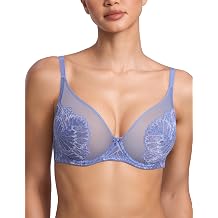 Deyllo Minimizer Bras for Women Full Coverage Underwire Mesh Bras Plus Size Lifting Plunge Floral Lace Bra for Heavy Breast