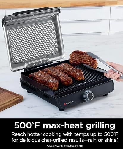 Miniatura 3 de Ninja Sizzle - Parrilla de cocina para interiores, parrilla de cocina de alto calor de 500 F con placa antiadherente de 14 pulgadas, tecnología de