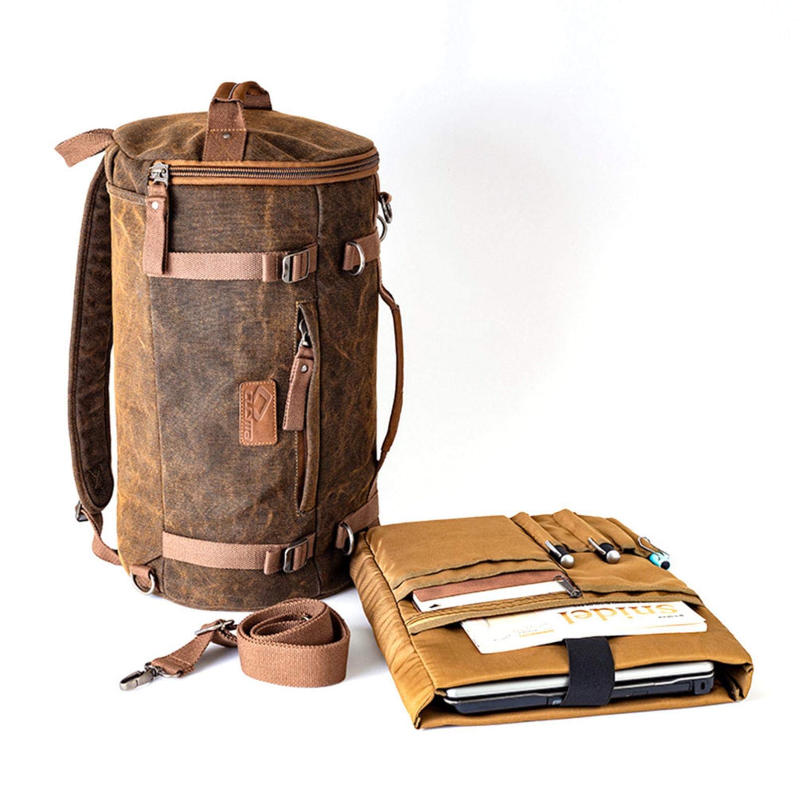 Motorrad hecktasch, Motorradsitz Satteltasche, Vintage 25L Canvas Rucksack Gepäckrolle, Tragegriffe, Canvas Rucksack Motorradzubehör Für Reisen Camping