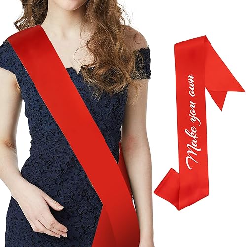 CIEHER Banda roja en blanco, banda de cumpleaños, banda de novia para ser, banda lisa, bandas para concursos, banda personalizada, banda para la