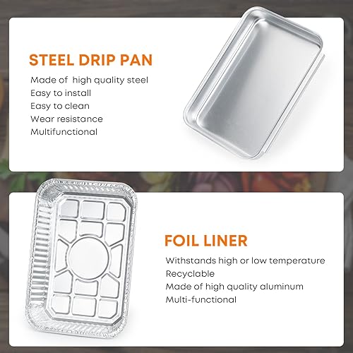 Miniatura 4 de Stanbroil 93305 Bandeja de captura para Weber Genesis II 3 quemadores y Spirit 23 quemadores, bandeja de grasa con 15 revestimientos de aluminio