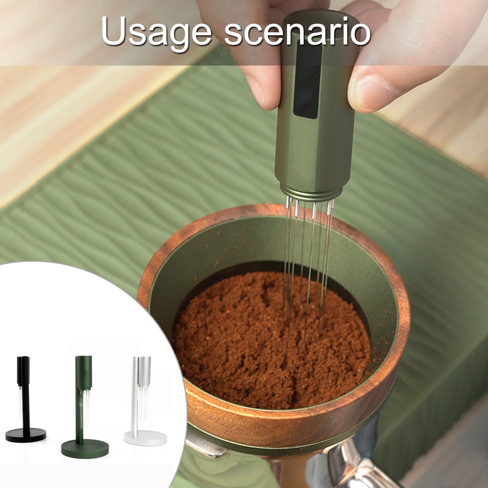 Agitador de café expreso profesional con aguja de polvo para distribución de polvo con soporte, aguja de café en polvo para café