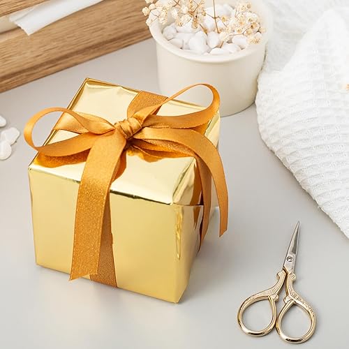 Miniatura 6 de Homeral Rollo de papel de regalo con brillo metálico, color sólido dorado para hombres, padres, cumpleaños, todas las ocasiones, mini rollo de 17