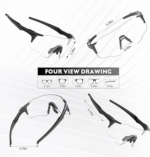 Miniatura 5 de KAPVOE Gafas de sol deportivas fotocromáticas para ciclismo, protección UV400, para mujeres y hombres, para correr, MTB BMX