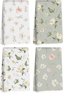 4Pcs Spring Pastel Floral Pattern Kitchen Towels, Cottage Core Decorativ...