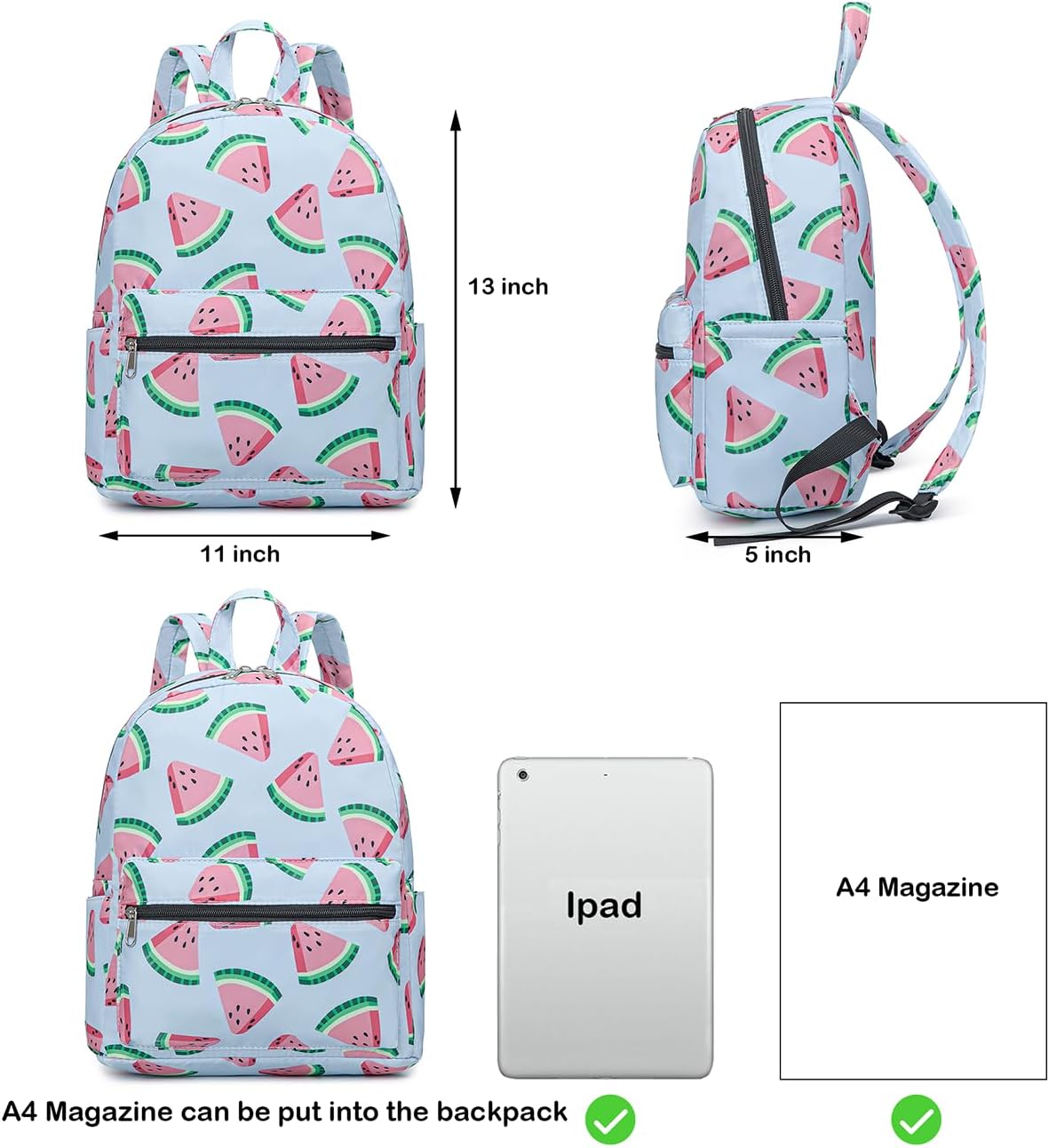 YiXiamo Cute 10 inch mini pack bag backpack for grils children and adult (watermelon) - Image 2
