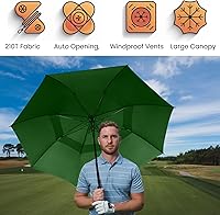 Vista 7 de Paraguas de golf extragrande de 62, 68 y 72 pulgadas, con doble dosel ventilado, resistente al viento, impermeable, de apertura automática
