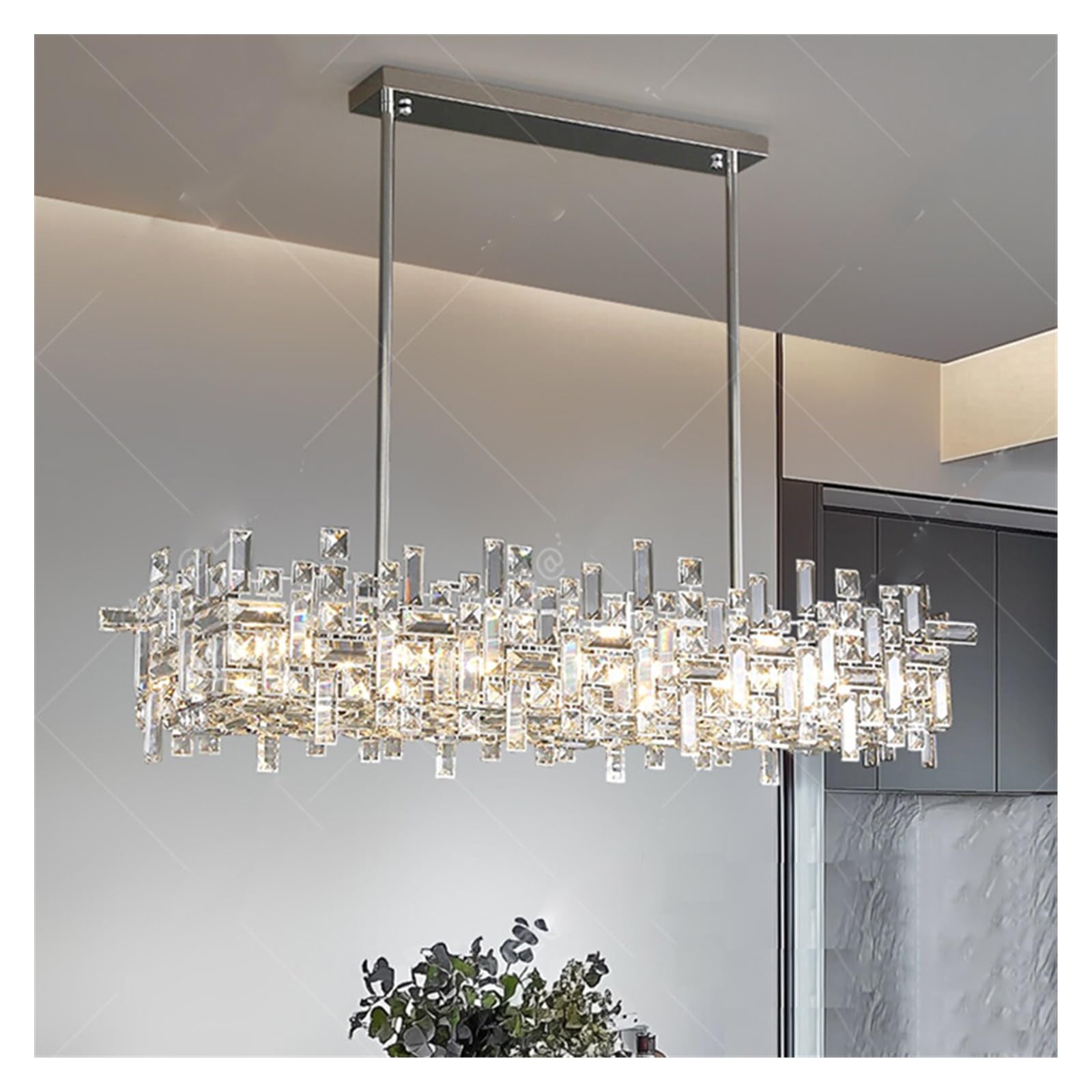 Generico Lampadario, Lampadario di cristallo for decorazioni domestiche moderne, lampada a sospensione for scale, lampade a for soggiorno, illuminazione for interni(A style 150cm,Warm White)