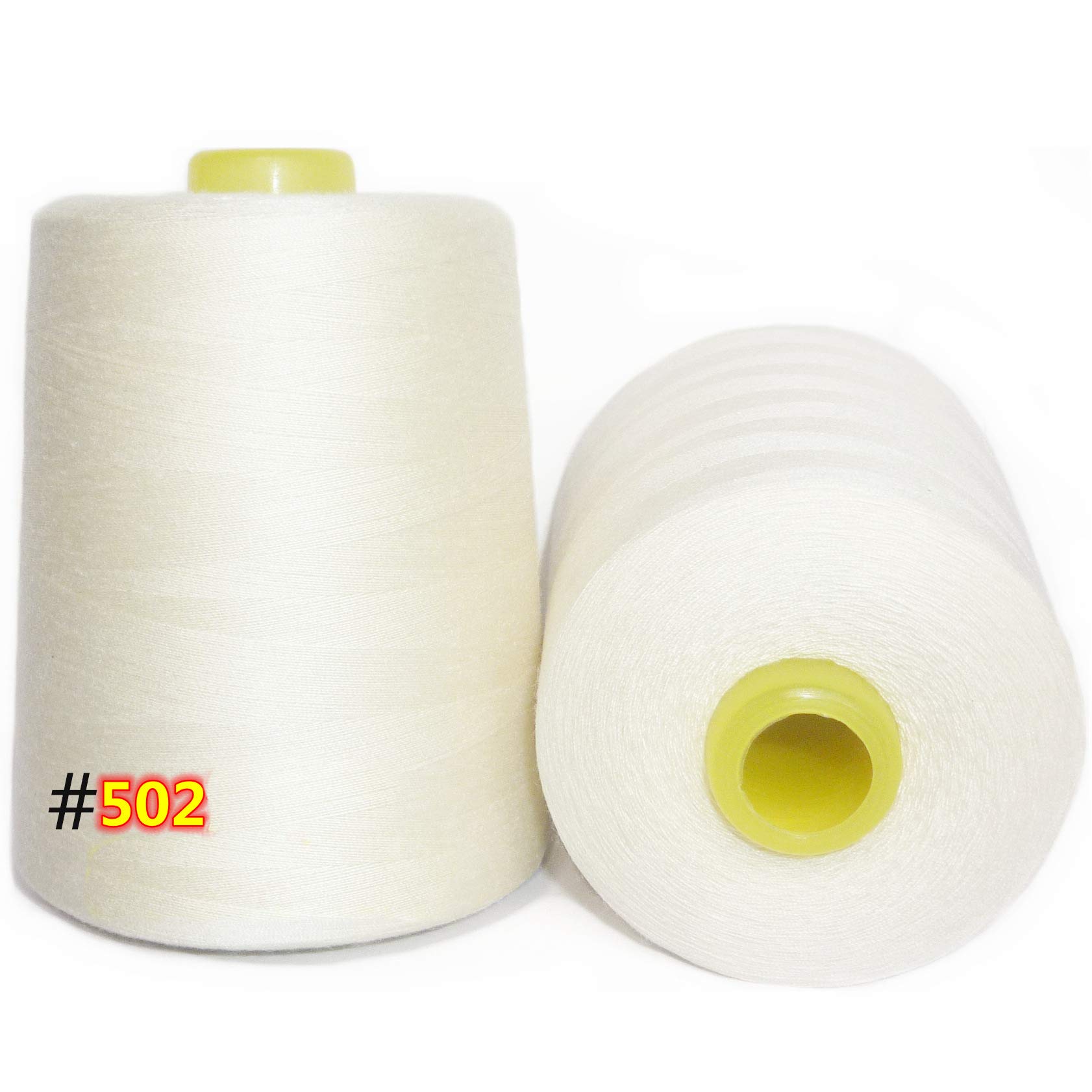 LNKA Assortiment De 2 Fils à Coudre En Polyester Pour Surjeteuse, Surjeteuse Et Surjeteuse - Couleur Crème (8 000 M Chacun