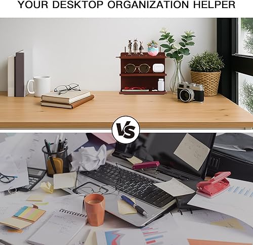 Miniatura 4 de Organizador de escritorio de madera maciza, punto de reunión de artículos personales, buen ayudante para la oficina, adecuado para oficina,