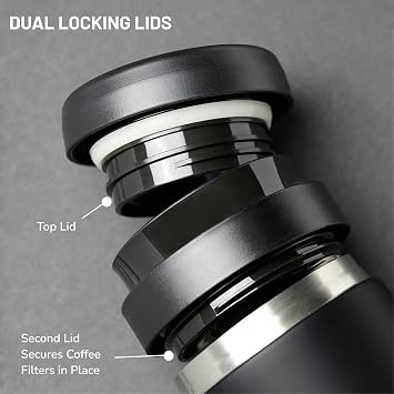 ESPRO P1 12 Ounces French Press Coffee Maker for Travel, Double-Walled Stainless Steel Vacuum Insulated, Matte Meteorite Black