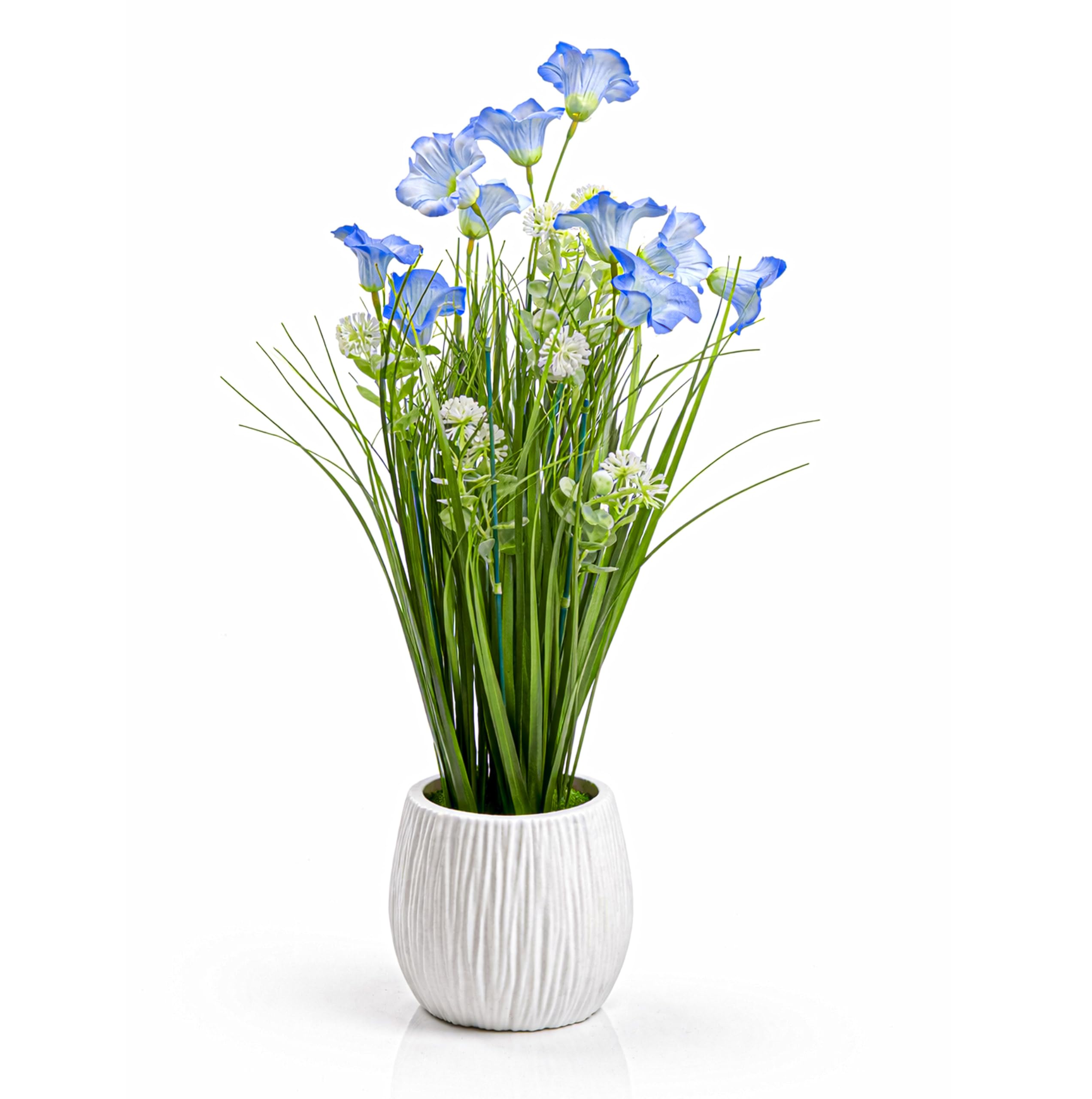 Crystals Artificial Lavender Plant in Pot 50cm – Realistic Faux Silk Flowers Indoor Outdoor Decoration for Home Office Garden Table Décor (Blue, Morning Glory) — image 1
