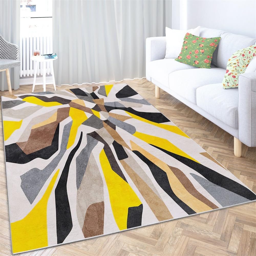 Alfombra de área para sala de estar, diseño moderno de rayas abstractas, suave y esponjosa, alfombra de dormitorio de 140 cm x 200 cm, alfombras para niños, niñas, dormitorio, cuarto de bebé, alfombra