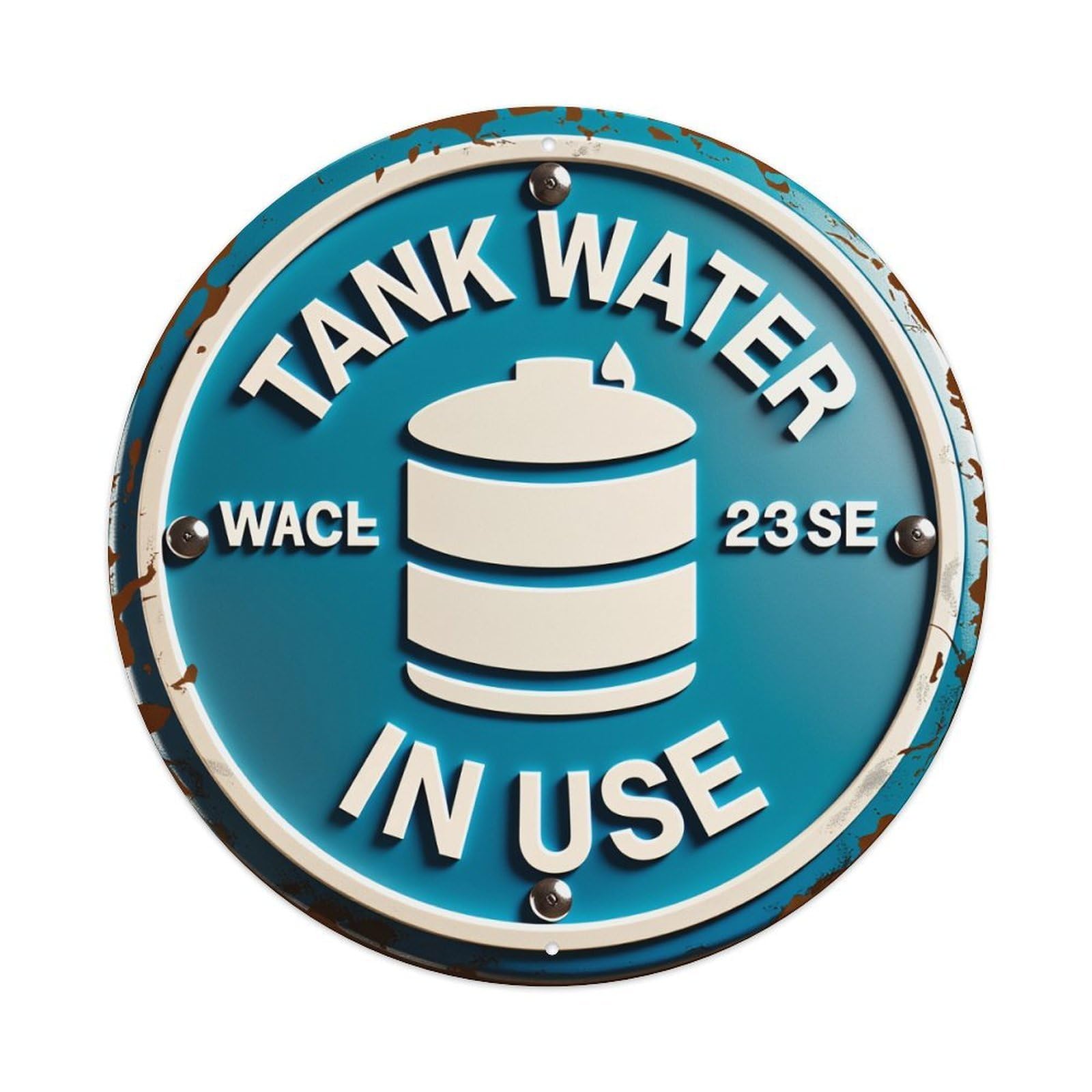 Tank Water In Use Sign Vintage Metal Tin Sign Retro Wall Decor for Home Bar Garage Cafe, Indoor & Outdoor Decorative，circle Metal Poster, 8x8 Inch