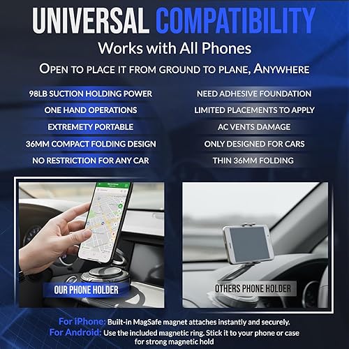 Miniatura 8 de Soporte magnético para teléfono de automóvil, rotación de 360, soporte de teléfono de succión magnética fuerte, fácil operación con una sola mano,