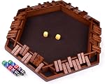 1-4 Players Shut The Box Dice Game, 10 Numbers Traditional Wooden Board Game,Math Skills Game,Family Classics Tabletop Version Games for Classroom, Party