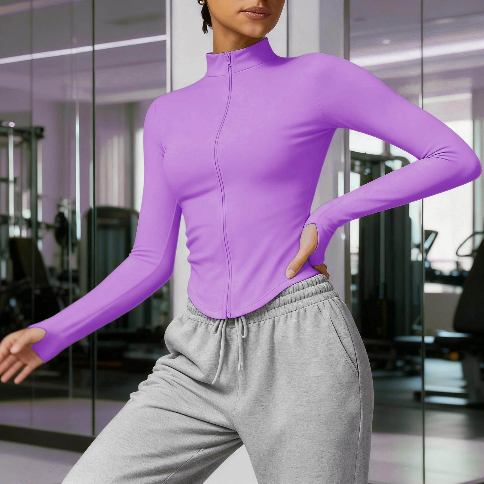 Chaqueta deportiva de secado rápido para mujer, con cremallera completa, manga larga, camiseta deportiva para entrenamiento, yoga, gimnasio, correr — view 6