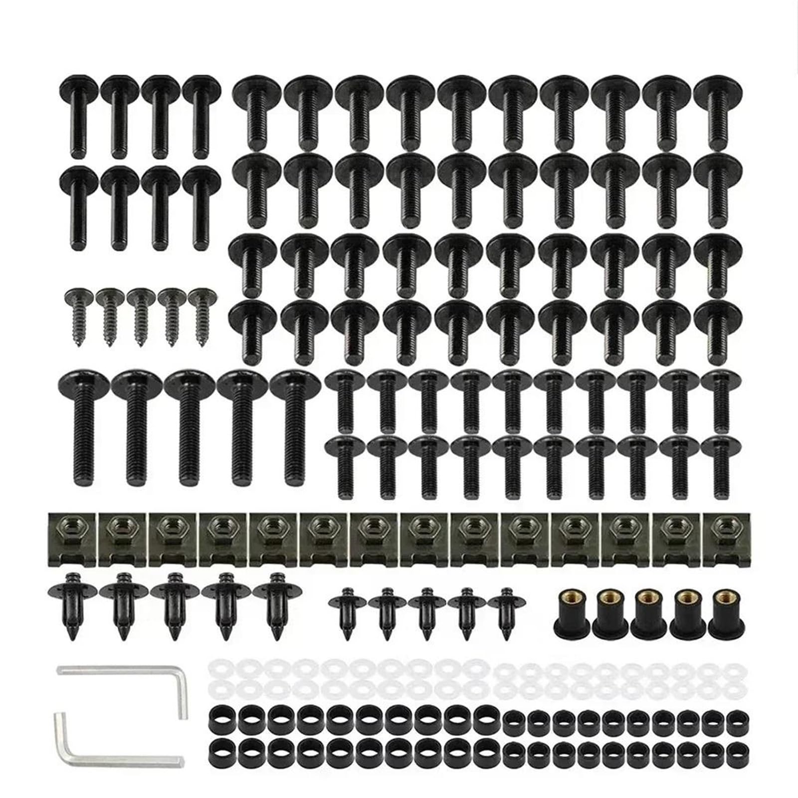 Moto Écrous Vis Clips Kit De Fixations De Carénage Pour Suzuki GSX1400, GSF600S, Bandit, GSX 1250 FA S, Pare-brise, Carrosserie, Vis, Écrous, Fixations Visserie(Noir