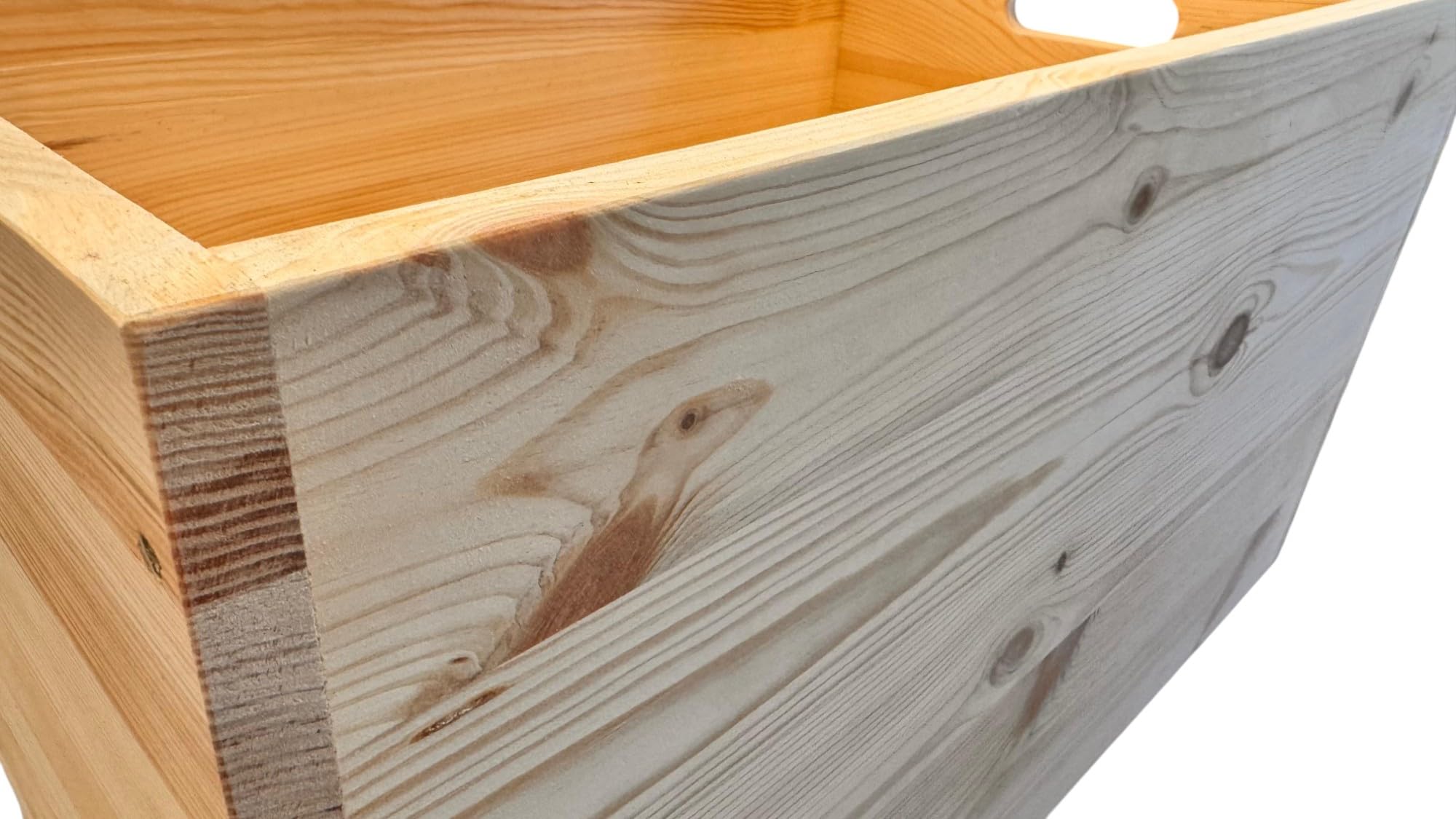 weeco Holz-Aufbewahrungstruhe mit Rollen, 73×45×40 cm, Kiefernholz, unbehandelt, Multifunktionale Lagerkiste für Kaminholz, Decken & Wohnaccessoires