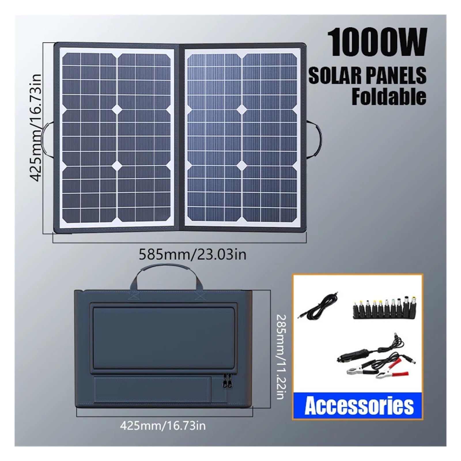 Tragbares Solarpanel-Set for Camping und Wohnmobil: faltbares 1000-W-Kraftwerk mit 18-V-Gleichstromausgang(With 100A controller)