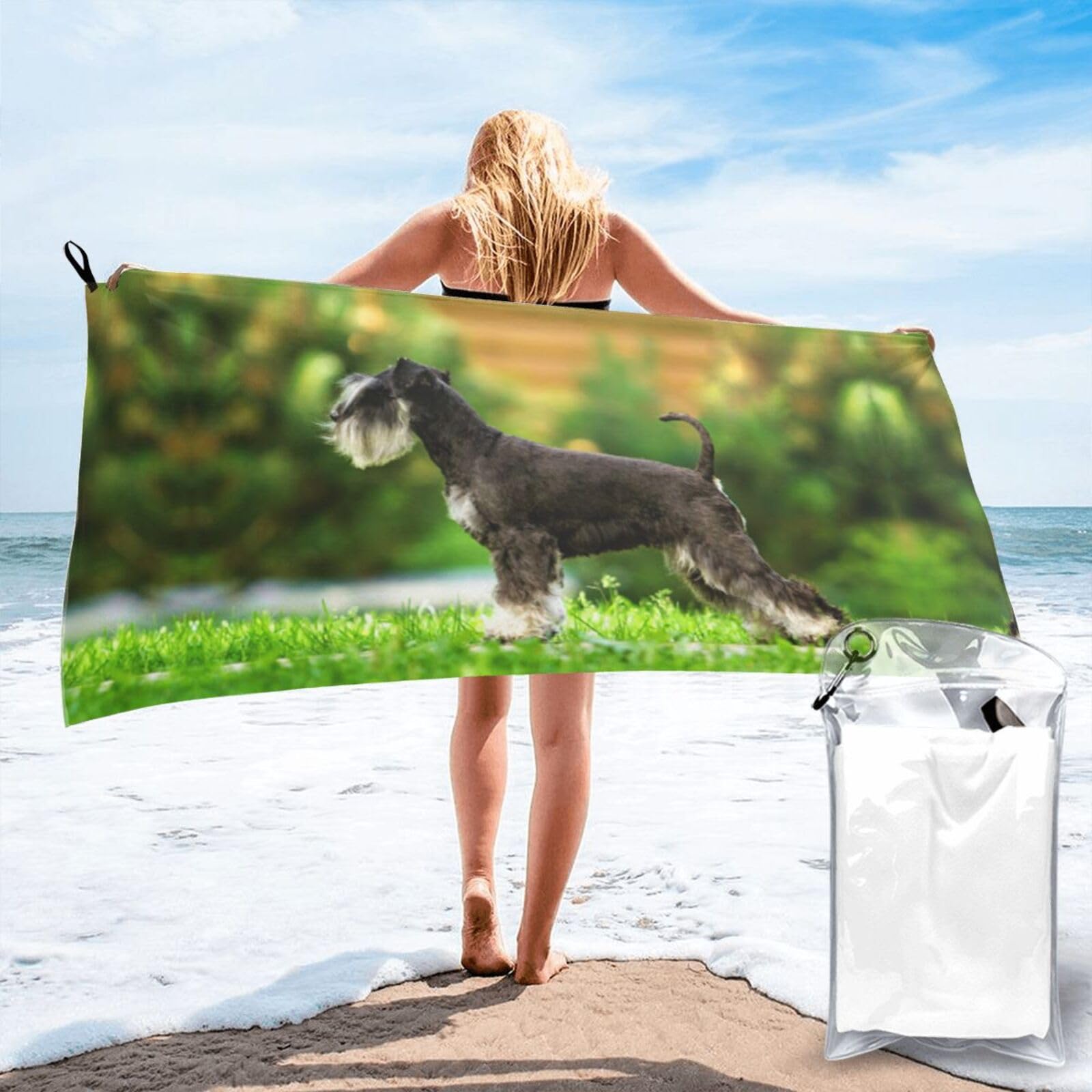 Serviette de bain compacte Schnauzer : finies les serviettes lourdes au camping