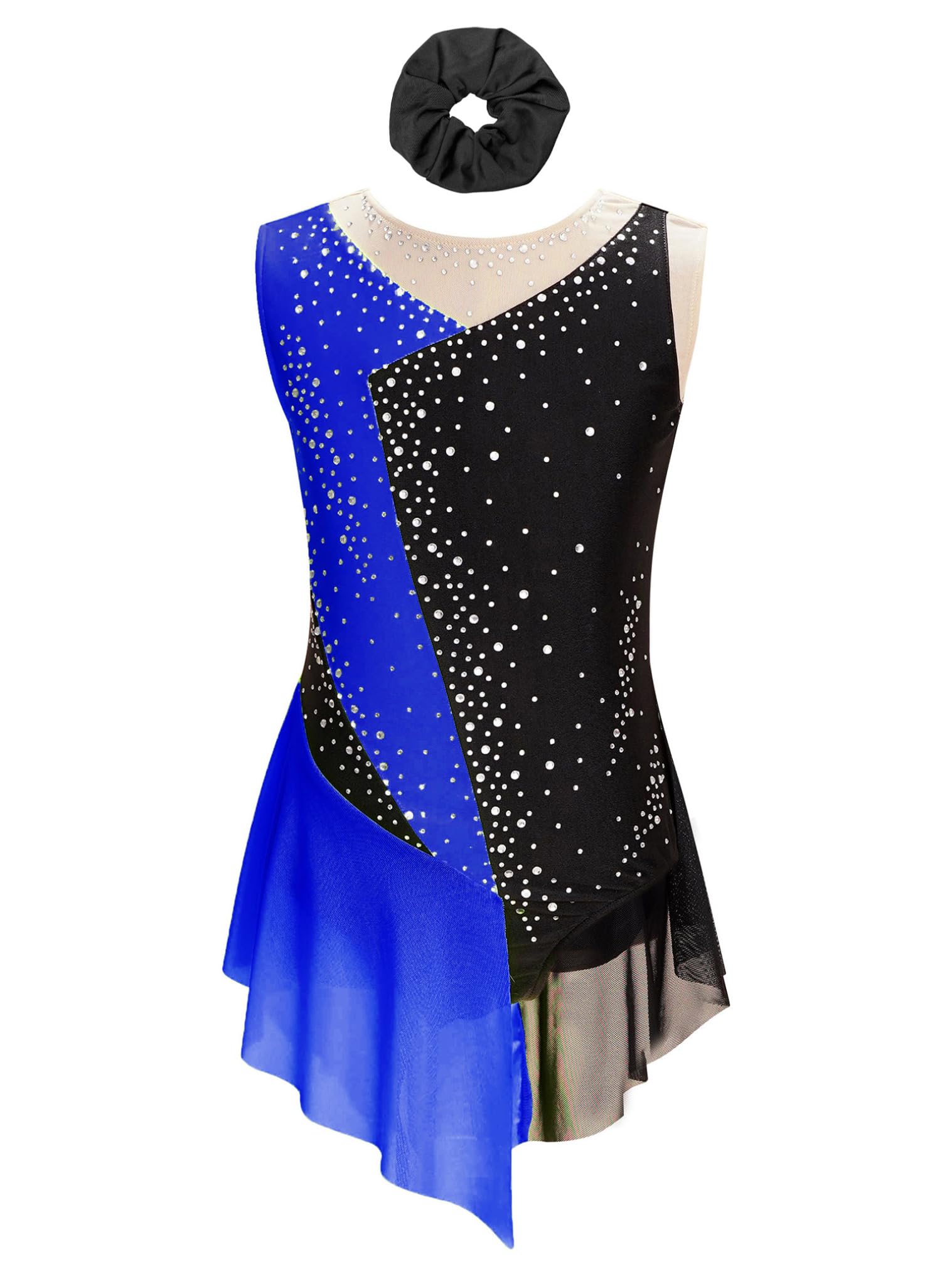 JEATHA Maillot De Danza Baile Brillantes Niñas Maillot Sin Manga con Malla Transparente Vestido De Patinaje Artístico Gimnasia Ropa De Bailarina — view 12