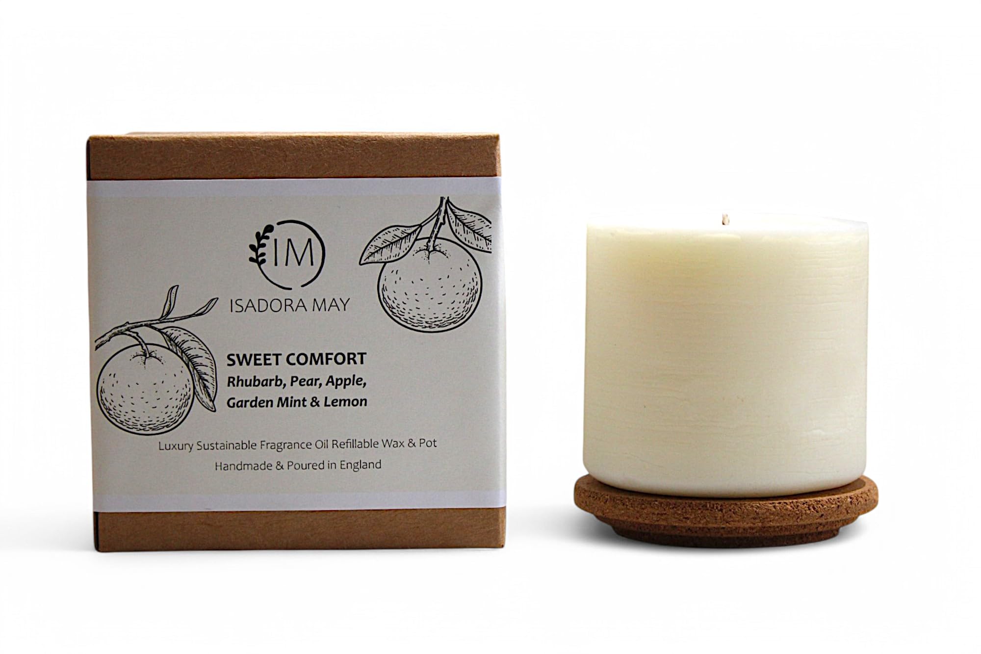 IM - Isadora May | Midi Wax Refill | Up to 50 Hours Burn Time | Vegan Wax | Sustainable Fragrance Oil Scent | Sweet Comfort - Rhubarb, Pear, Plum & Apple | Double Wick | Luxury Hand-Poured Candle — image 1